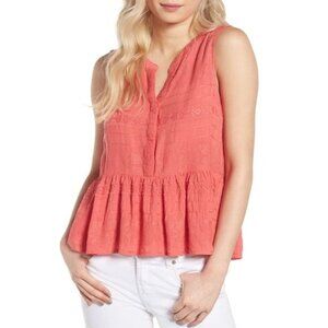 cupcakes and cashmere Hughes Embroidered Tank Size Small Coral Pink